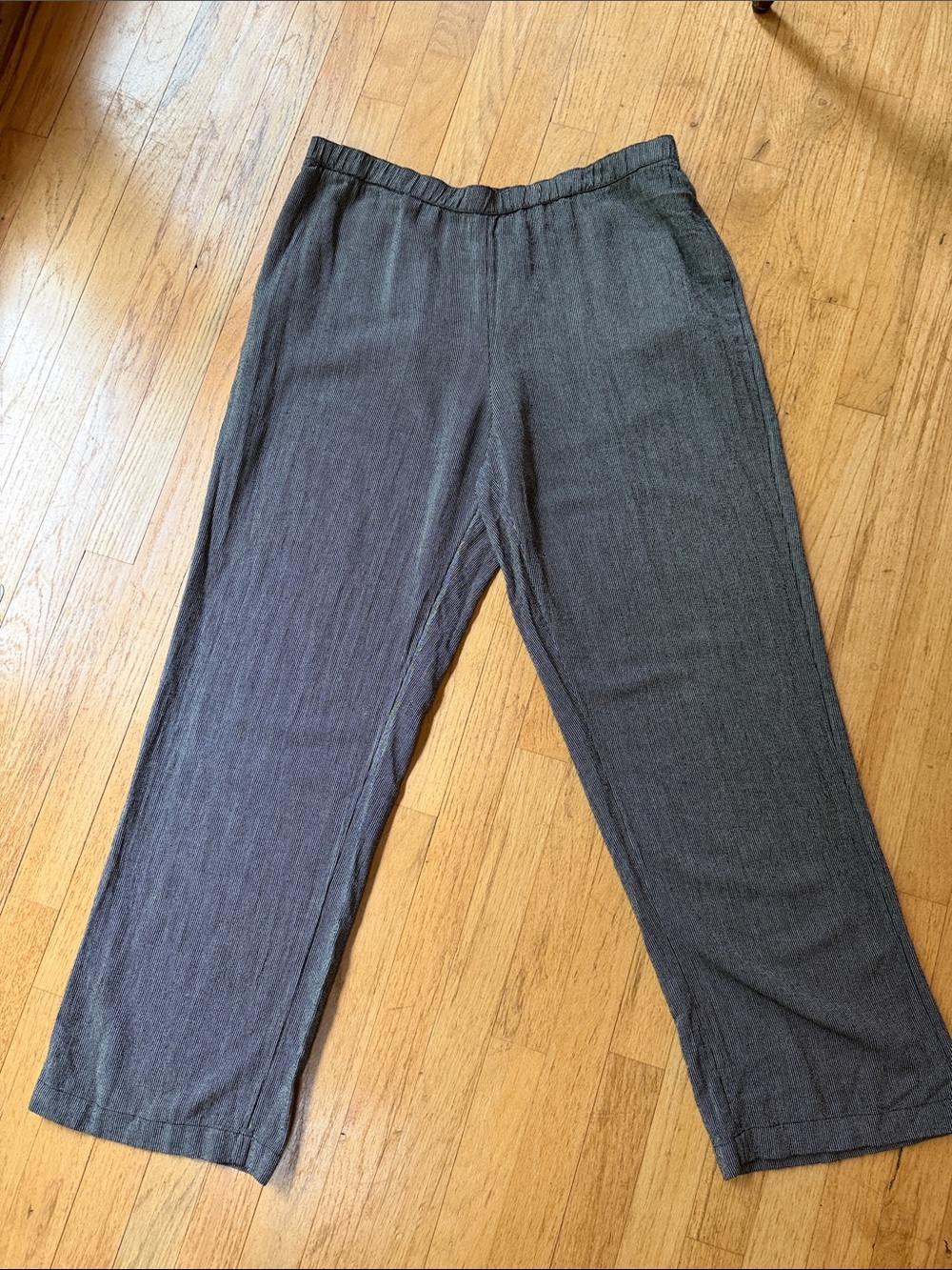 Coldwater Creek Black with White Pin Stripes Wide-Leg Knit Pants